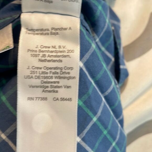 J. Crew Slim Flex Washed Plaid Button Down Shirt Blue Green White Long Sleeve L - Picture 9 of 10